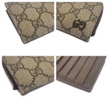 Gucci Card Case 295233 2184 GG Supreme Canvas Beige Brown SilverMetal Card Case Coin case Unisex GG details mens(Unisex)