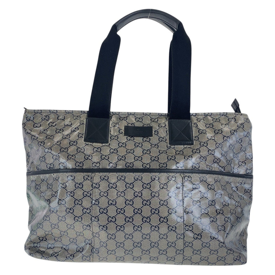 Gucci Tote Bag 155524 Coated canvas Gray black Tote Bag Shoulder Bag Shoulder Bag Women(Unisex)