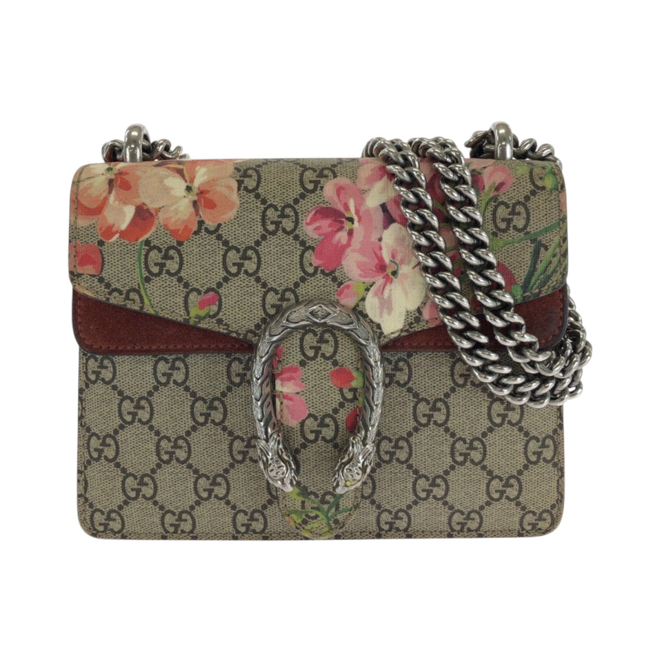 Gucci Shoulder Bag 421970 GG Supreme Canvas Beige Multicolor SilverMetal GG Blooms Dionysus