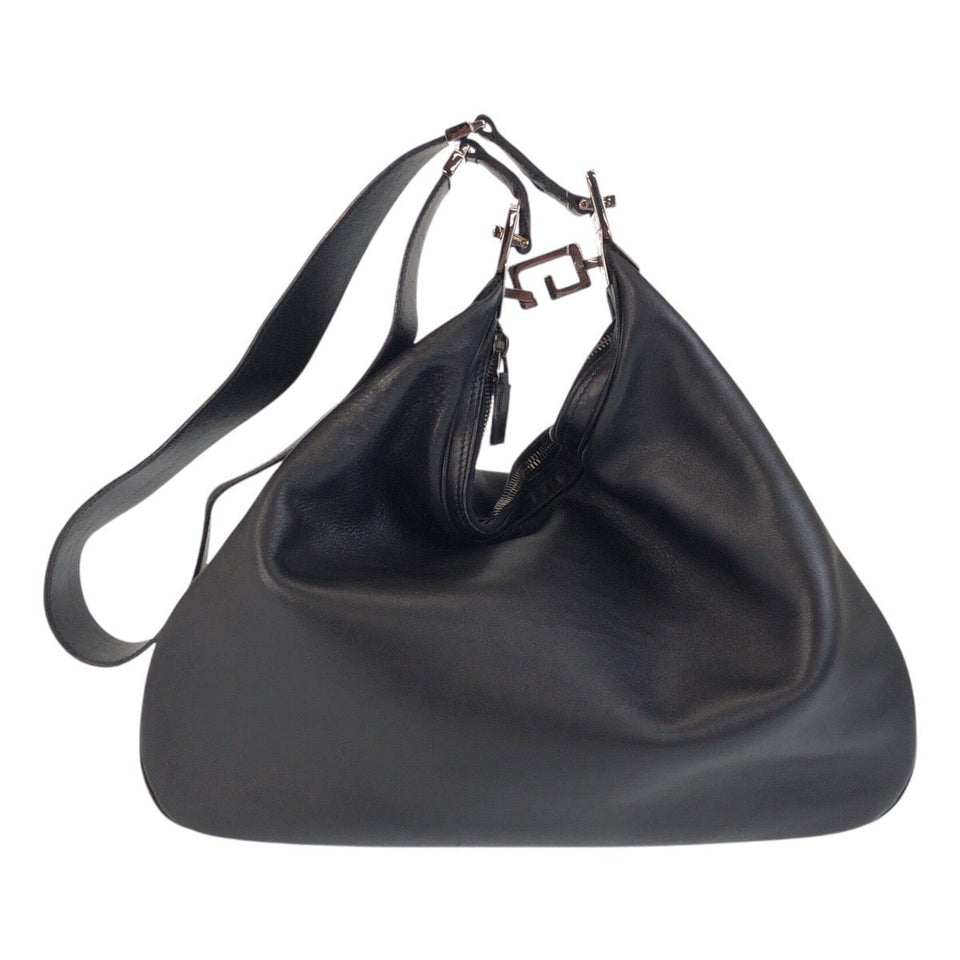 Gucci Shoulder Bag 001-3341 leather Black SilverMetal Women