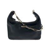Gucci Shoulder Bag 001 3873 leather Black SilverMetal Chain Shoulder Bag Hobo Women