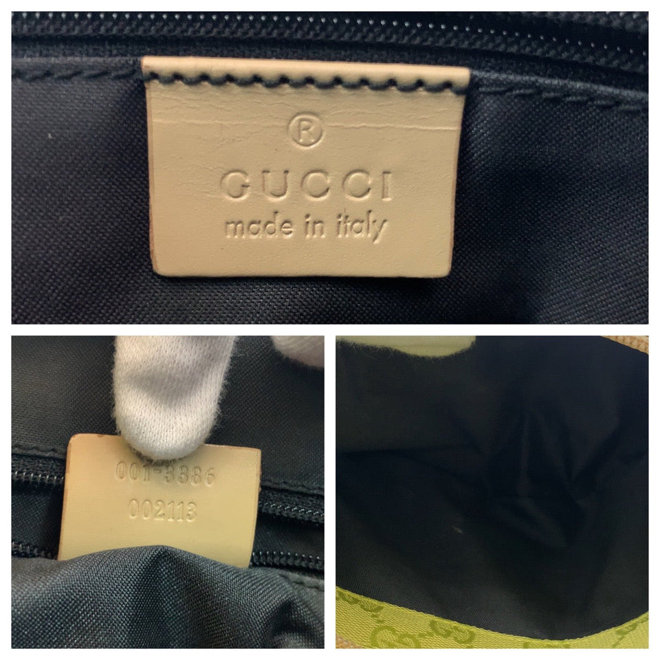 Gucci Shoulder Bag 001 3386 GG canvas Yellow Beige Gold Metal One Shoulder Bag Women
