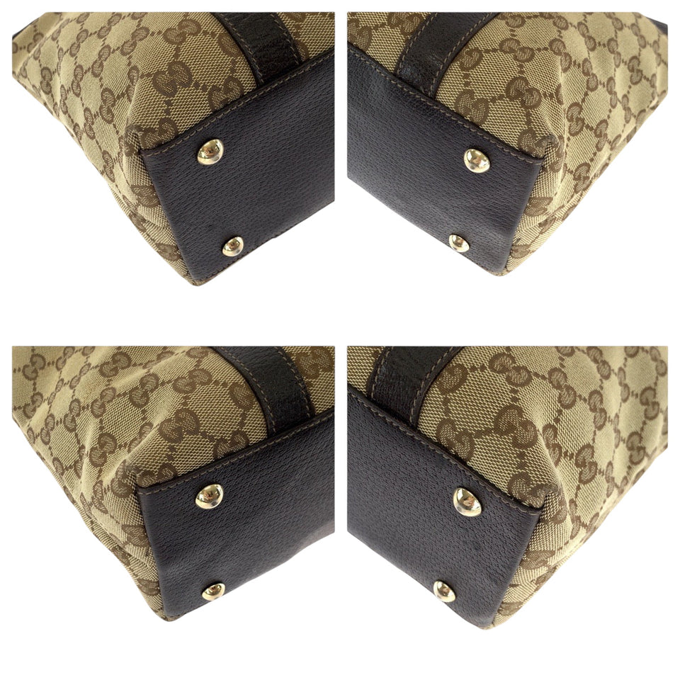 Gucci Tote Bag 141470 GG canvas Beige Brown Gold Metal Tote Bag Shoulder Bag Abbey Women