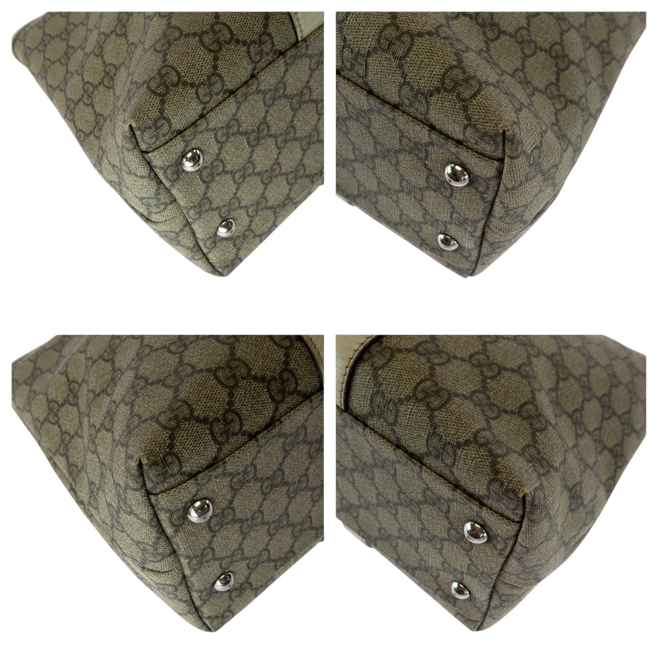 Gucci Tote Bag 114695 GG Supreme Canvas Beige Ivory SilverMetal Tote Bag Shoulder Bag Women