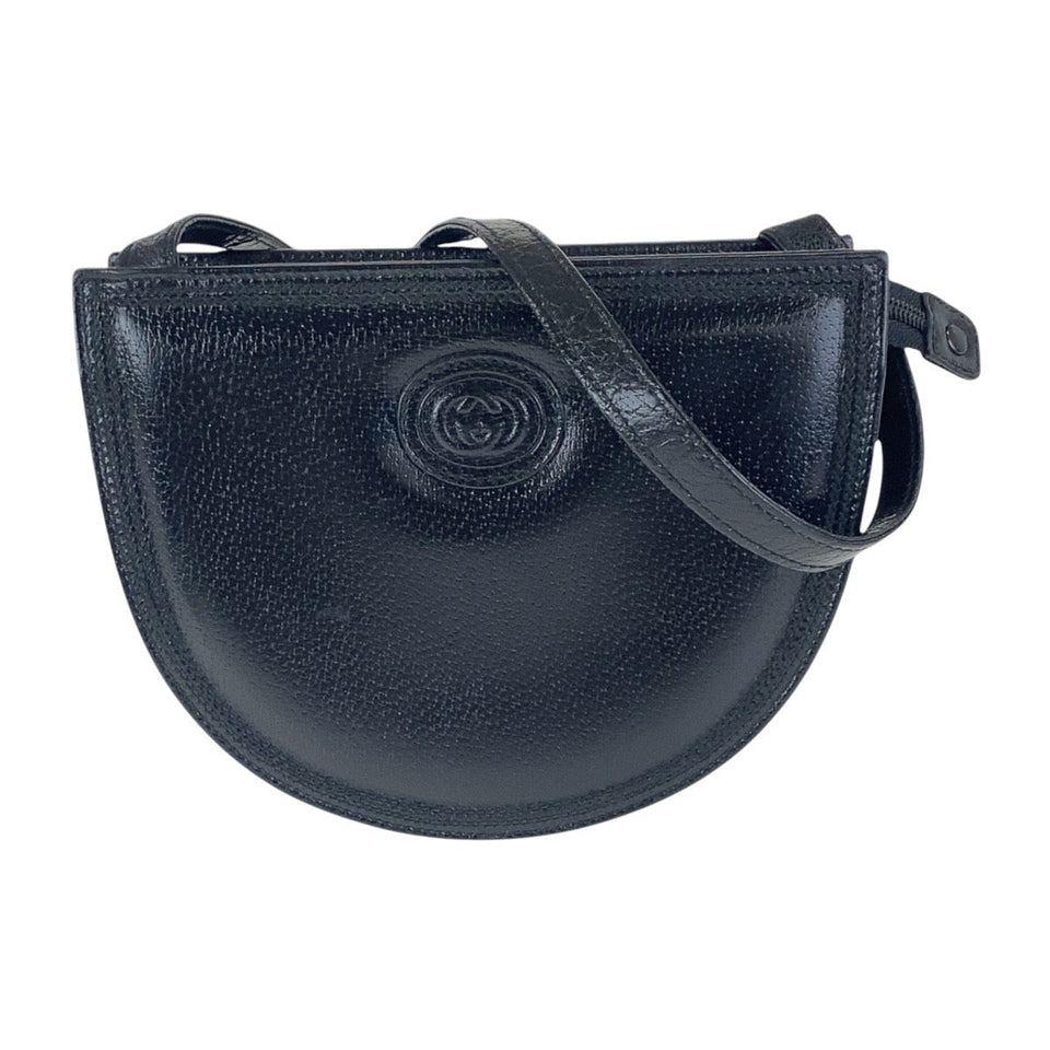 Gucci Shoulder Bag 007 113 0108 leather Black GoldMetal Crossbody Shoulder Bag Old Gucci Women