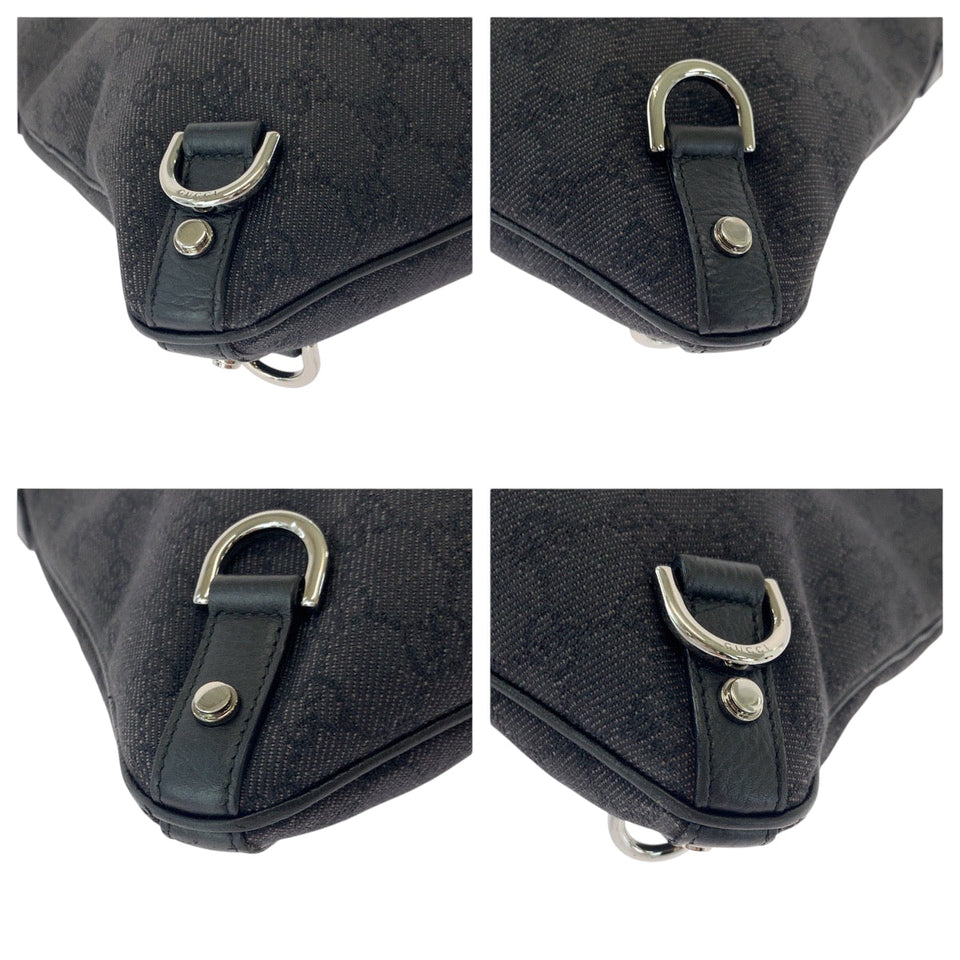 Gucci Shoulder Bag 268642 GG canvas Black SilverMetal Shoulder Bag pochette Abbey Women