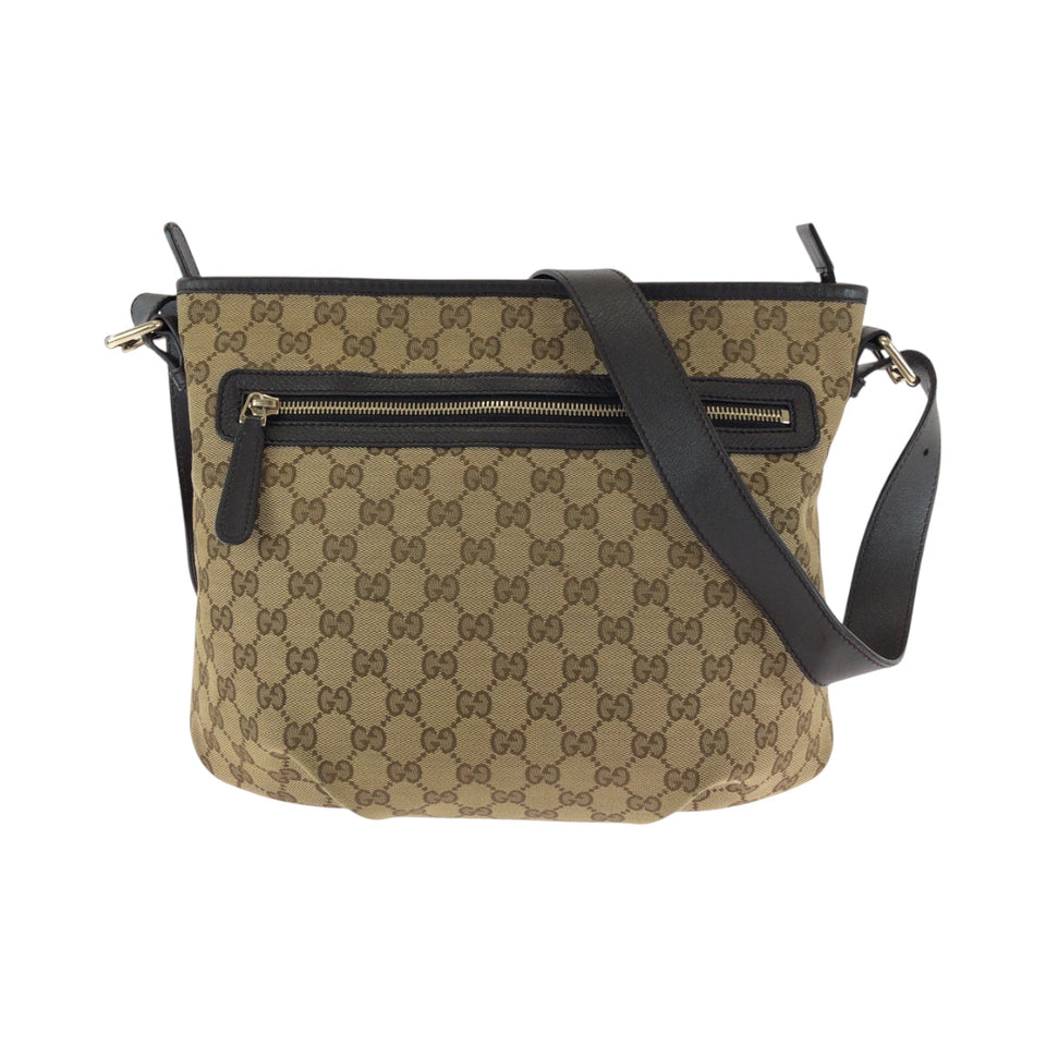 Gucci Shoulder Bag 388930 GG canvas Dark Brown Gold Metal Shoulder Bag Crossbody Women