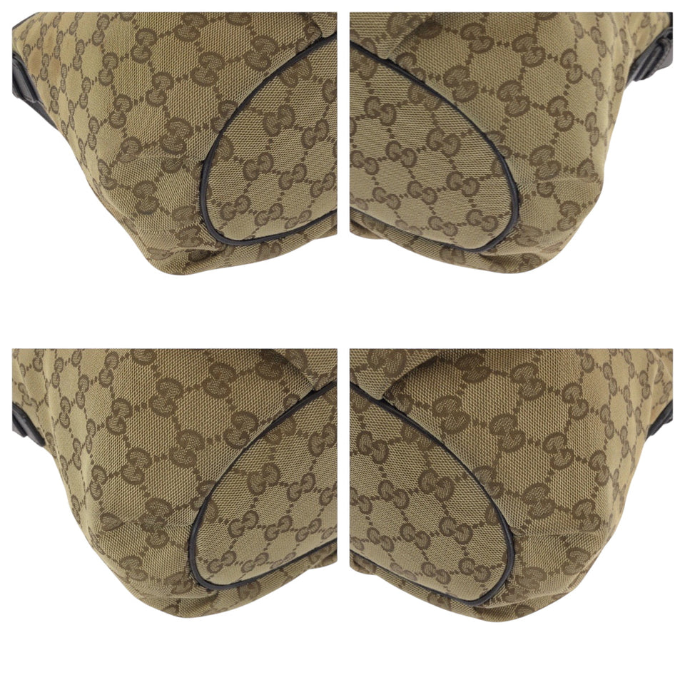 Gucci Shoulder Bag 388930 GG canvas Dark Brown Gold Metal Shoulder Bag Crossbody Women