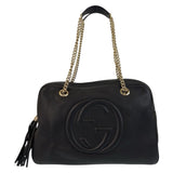 Gucci Shoulder Bag 353126 leather Black GoldMetal Chain Shoulder Bag Handbag Soho Women