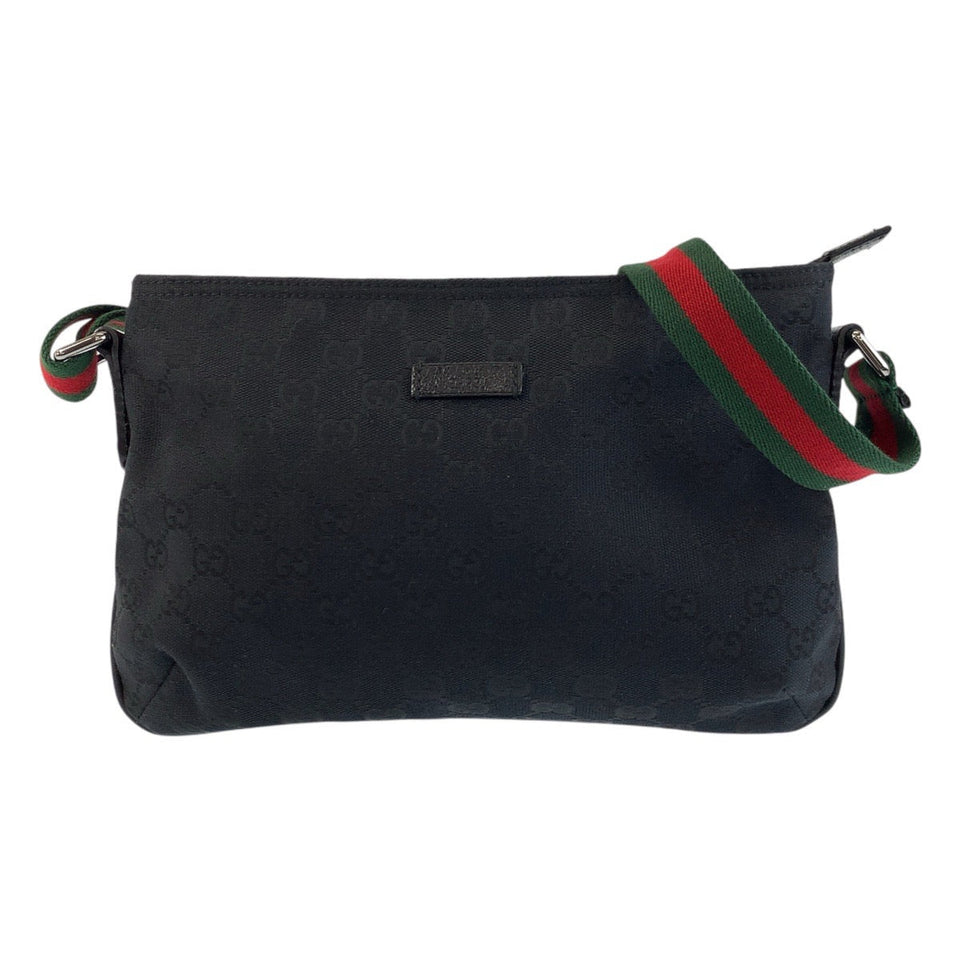Gucci Shoulder Bag 189749 GG canvas Black black Shoulder Bag pochette Sherry line Women