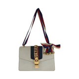 Gucci Shoulder Bag 421882 leather White Green Red Gold Metal Shoulder Bag Shoulder Bag Sherry line Silvi Women