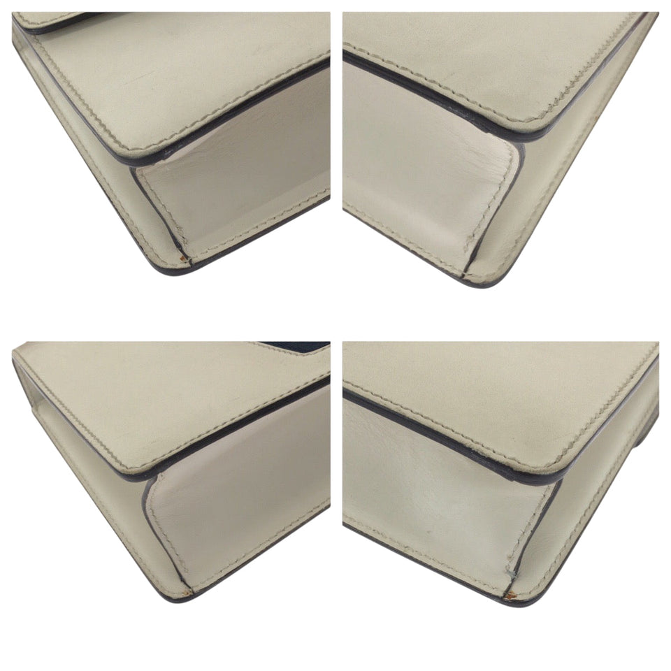 Gucci Shoulder Bag 421882 leather White Green Red Gold Metal Shoulder Bag Shoulder Bag Sherry line Silvi Women