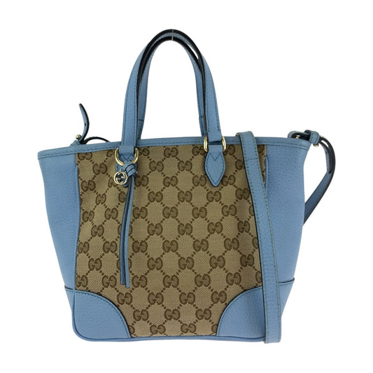 Gucci Tote Bag 449241 GG canvas, leather Beige Blue Gold Metal Tote Bag Handbag Shoulder Bag 2way Women