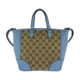 Gucci Tote Bag 449241 GG canvas, leather Beige Blue Gold Metal Tote Bag Handbag Shoulder Bag 2way Women