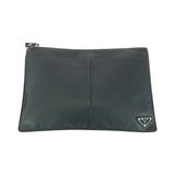 Prada Vitello City Triangle Logo Plate Leather Clutch Bag 502211