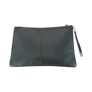 Prada Vitello City Triangle Logo Plate Leather Clutch Bag 502211