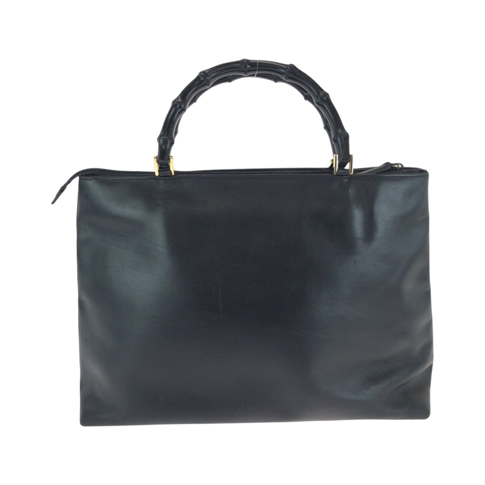 Gucci Tote Bag 002 2122 0507 leather Black GoldMetal Tote Bag Shoulder Bag Bamboo Women