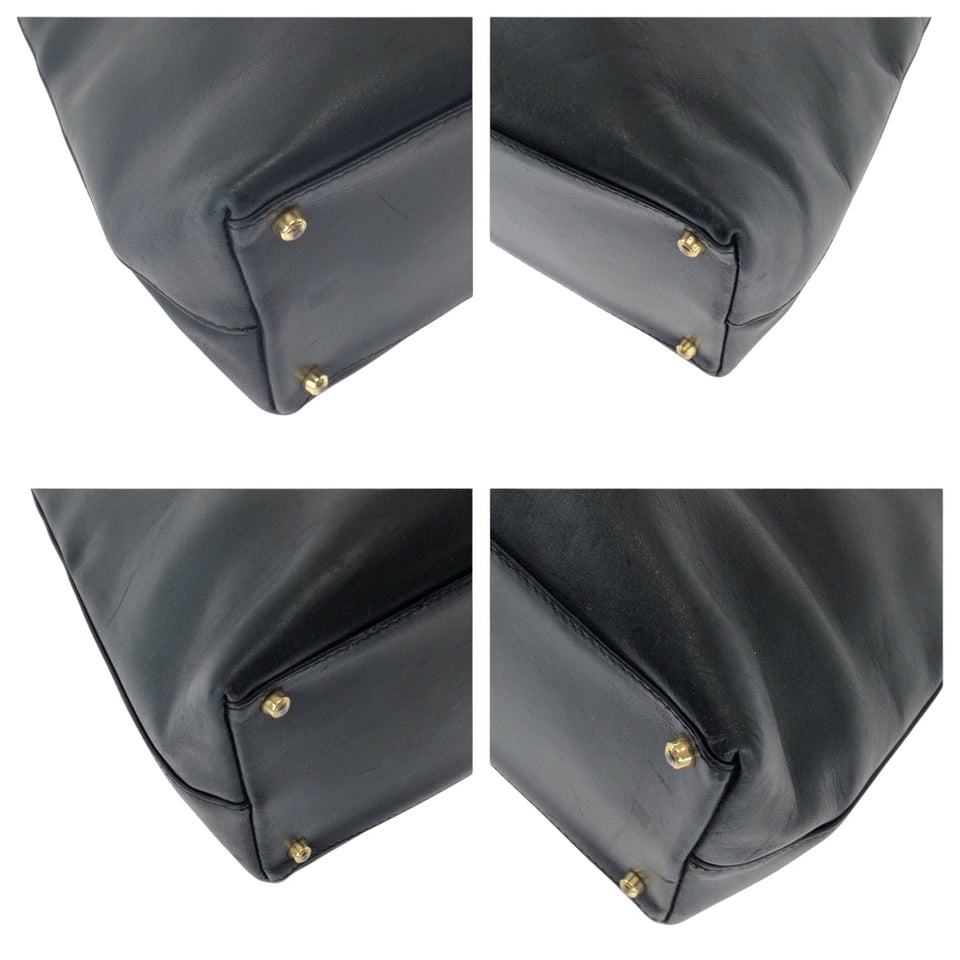 Gucci Tote Bag 002 2122 0507 leather Black GoldMetal Tote Bag Shoulder Bag Bamboo Women