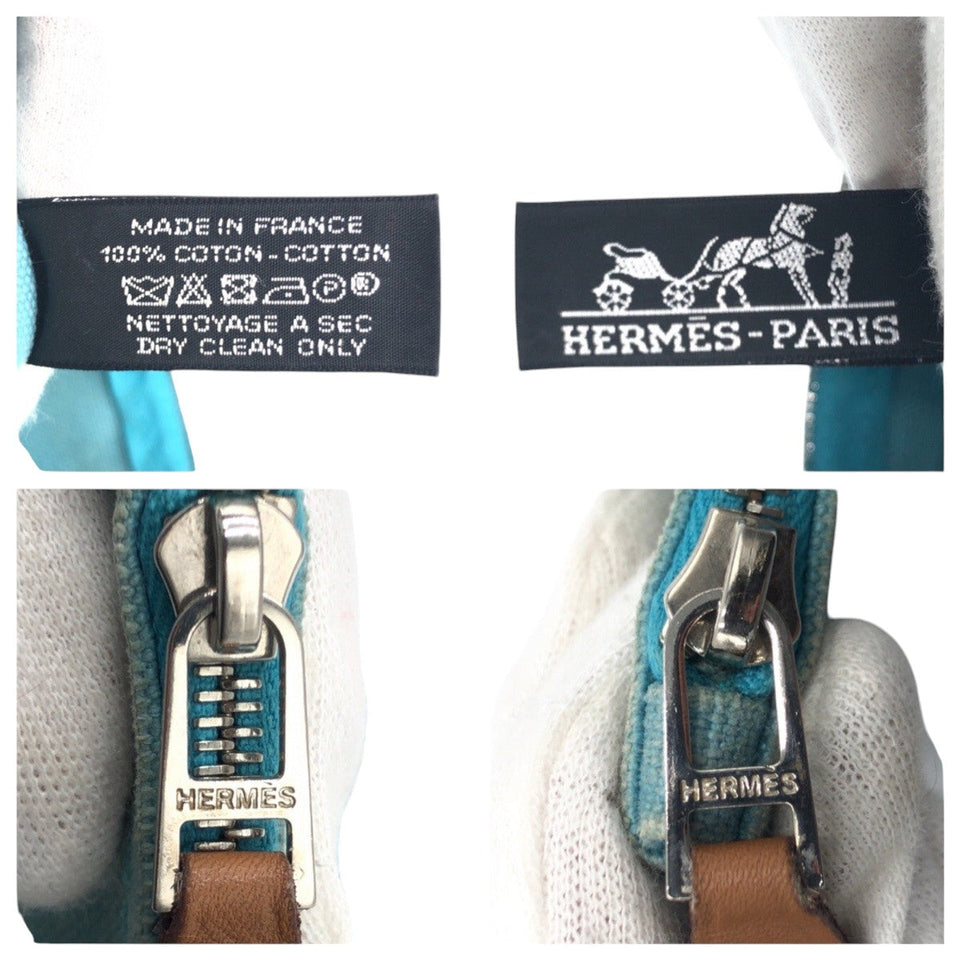 Hermes Pouch cotton Blue light blue Pouch Unisex Truth Flat PM Women