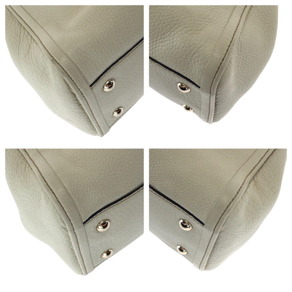 Gucci Shoulder Bag 386751 leather Ivory Gold Metal Shoulder Bag Handbag 2way Soho Interlocking fringe Women
