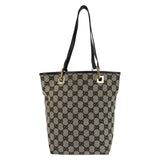 Gucci Tote Bag 002 1099 GG canvas, leather Gray Black Gold Metal Tote Bag Shoulder Bag Women