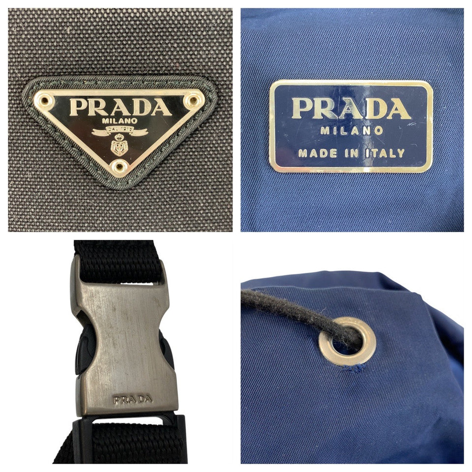 Prada Tessuto Triangle Logo Plate Nylon Backpack