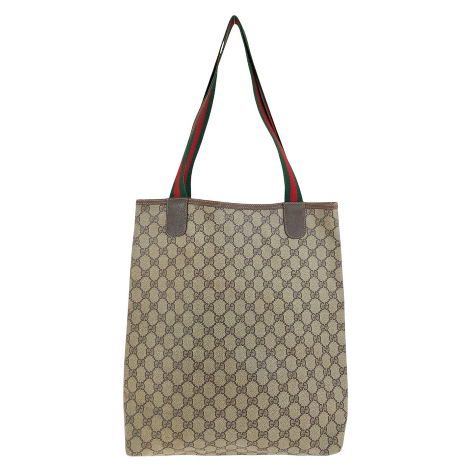 Gucci Tote Bag 39 02 003 GG Supreme canvas, leather Brown Tote Bag Shoulder Bag Old Gucci Shelly Line Women