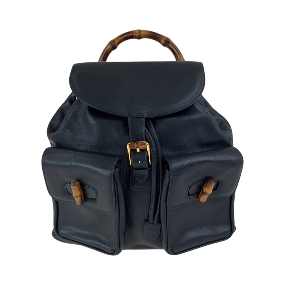 Gucci Backpack 003 2058 0016 leather Black Brown Gold Metal Backpack Backpack Bamboo Women