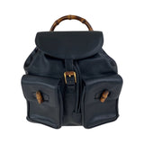 Gucci Backpack 003 2058 0016 leather Black Brown Gold Metal Backpack Backpack Bamboo Women