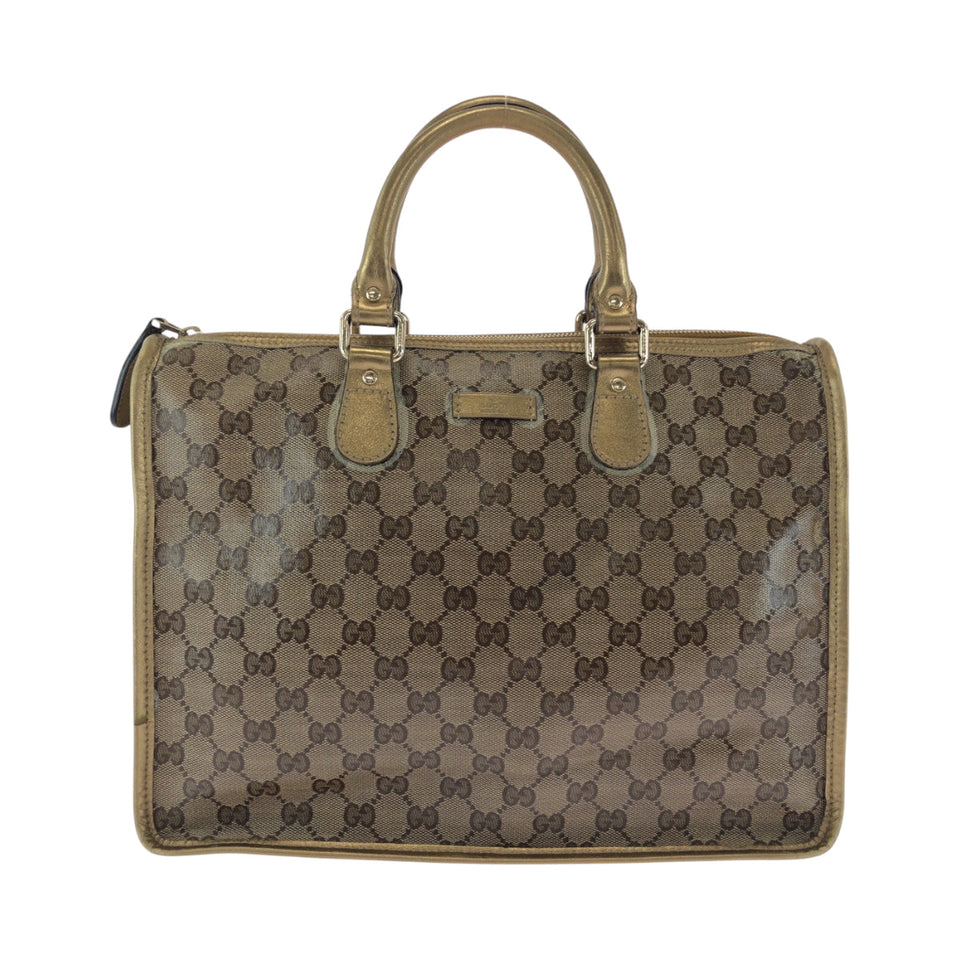 Gucci Tote Bag 190259 PVC Brown Gold Gold Metal Tote Bag handbag GG crystal Women