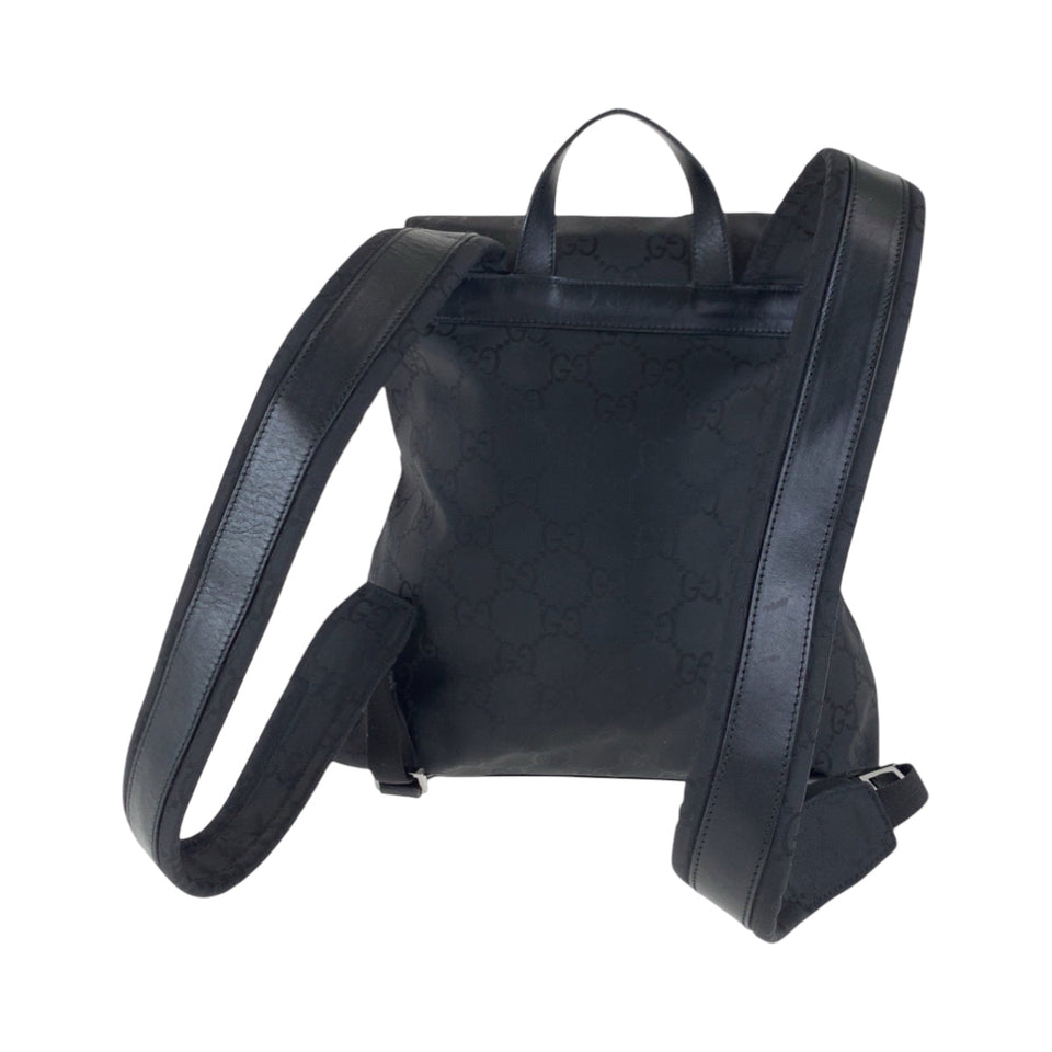Gucci Backpack 003 0238 Nylon Black SilverMetal Backpack Backpack GG pattern Women