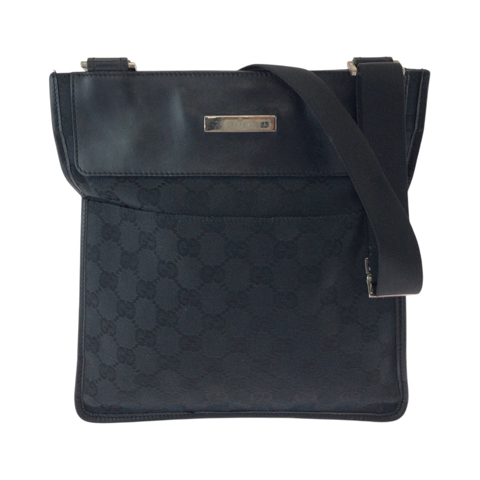 Gucci Shoulder Bag 019 0348 GG canvas Black SilverMetal Shoulder Bag pochette Women