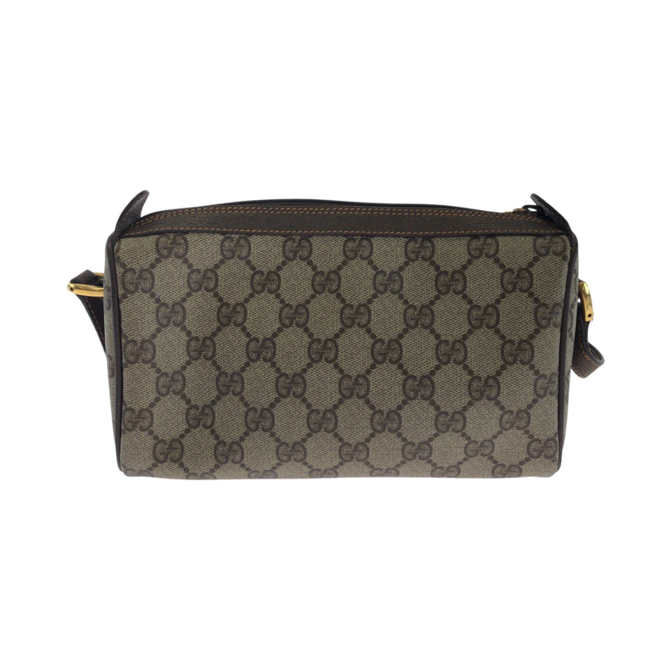 Gucci Shoulder Bag 89 02 018 GG Supreme Canvas Beige Brown Gold Metal Shoulder Bag pochette Old Gucci Shelly Line Women