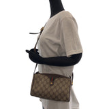 Gucci Shoulder Bag 89 02 018 GG Supreme Canvas Beige Brown Gold Metal Shoulder Bag pochette Old Gucci Shelly Line Women