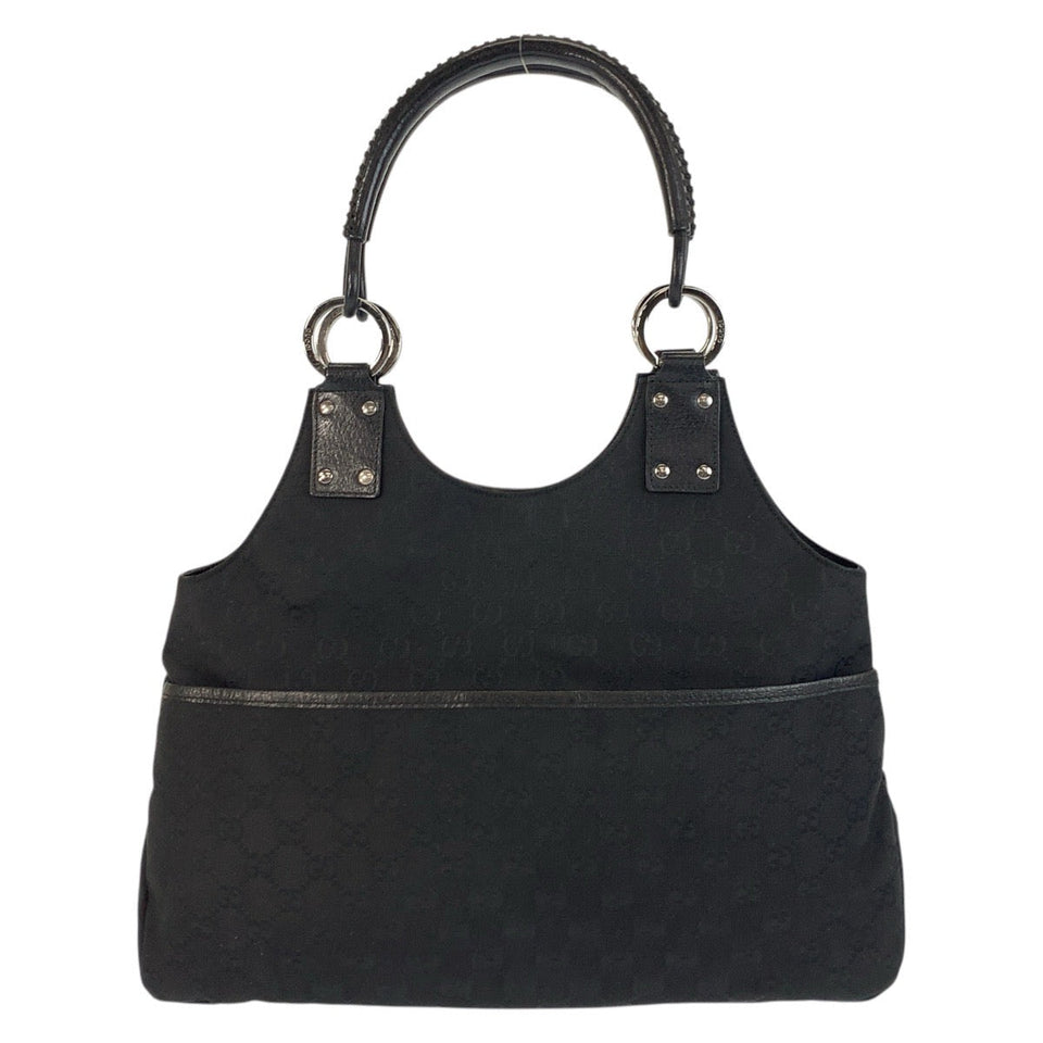 Gucci Shoulder Bag 132260 GG canvas, leather Black SilverMetal Shoulder Bag Tote Bag Women
