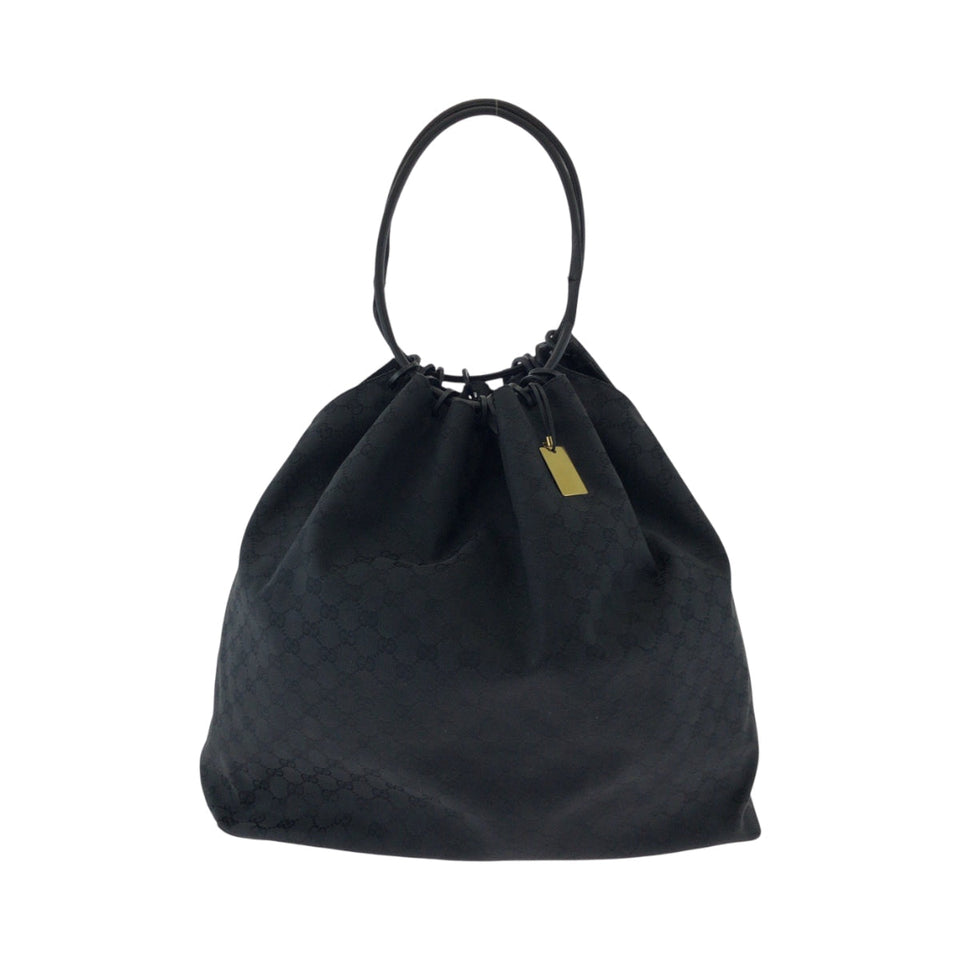 Gucci Shoulder Bag 91379 GG canvas Black Black Metal Drawstring Shoulder Bag Women