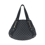 Gucci Tote Bag 292927 GG canvas Black, Gray, Gold Metal Tote Bag Handbag Shoulder Bag Horsebit Women