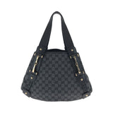 Gucci Tote Bag 292927 GG canvas Black, Gray, Gold Metal Tote Bag Handbag Shoulder Bag Horsebit Women
