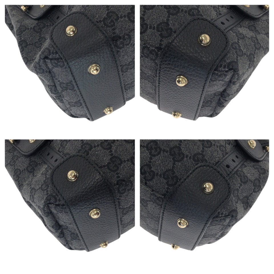 Gucci Tote Bag 292927 GG canvas Black, Gray, Gold Metal Tote Bag Handbag Shoulder Bag Horsebit Women
