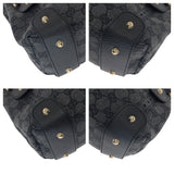 Gucci Tote Bag 292927 GG canvas Black, Gray, Gold Metal Tote Bag Handbag Shoulder Bag Horsebit Women