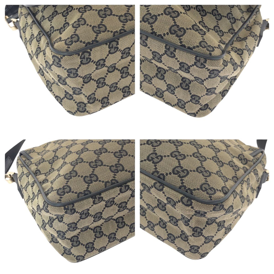 Gucci Shoulder Bag 019 0375 GG canvas Beige Black Gold Metal Shoulder Bag Messenger bag Women