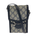 Gucci Shoulder Bag 625615 GG Supreme Canvas Gray Navy SilverMetal 1955 Horsebit