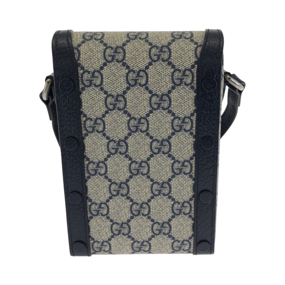 Gucci Shoulder Bag 625615 GG Supreme Canvas Gray Navy SilverMetal 1955 Horsebit