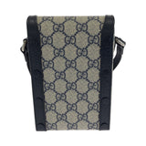Gucci Shoulder Bag 625615 GG Supreme Canvas Gray Navy SilverMetal 1955 Horsebit