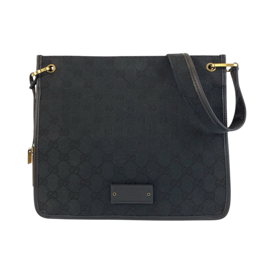 Gucci Shoulder Bag 91762 GG canvas, leather Black GoldMetal Shoulder Bag pochette Women