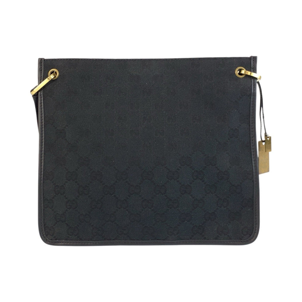 Gucci Shoulder Bag 91762 GG canvas, leather Black GoldMetal Shoulder Bag pochette Women