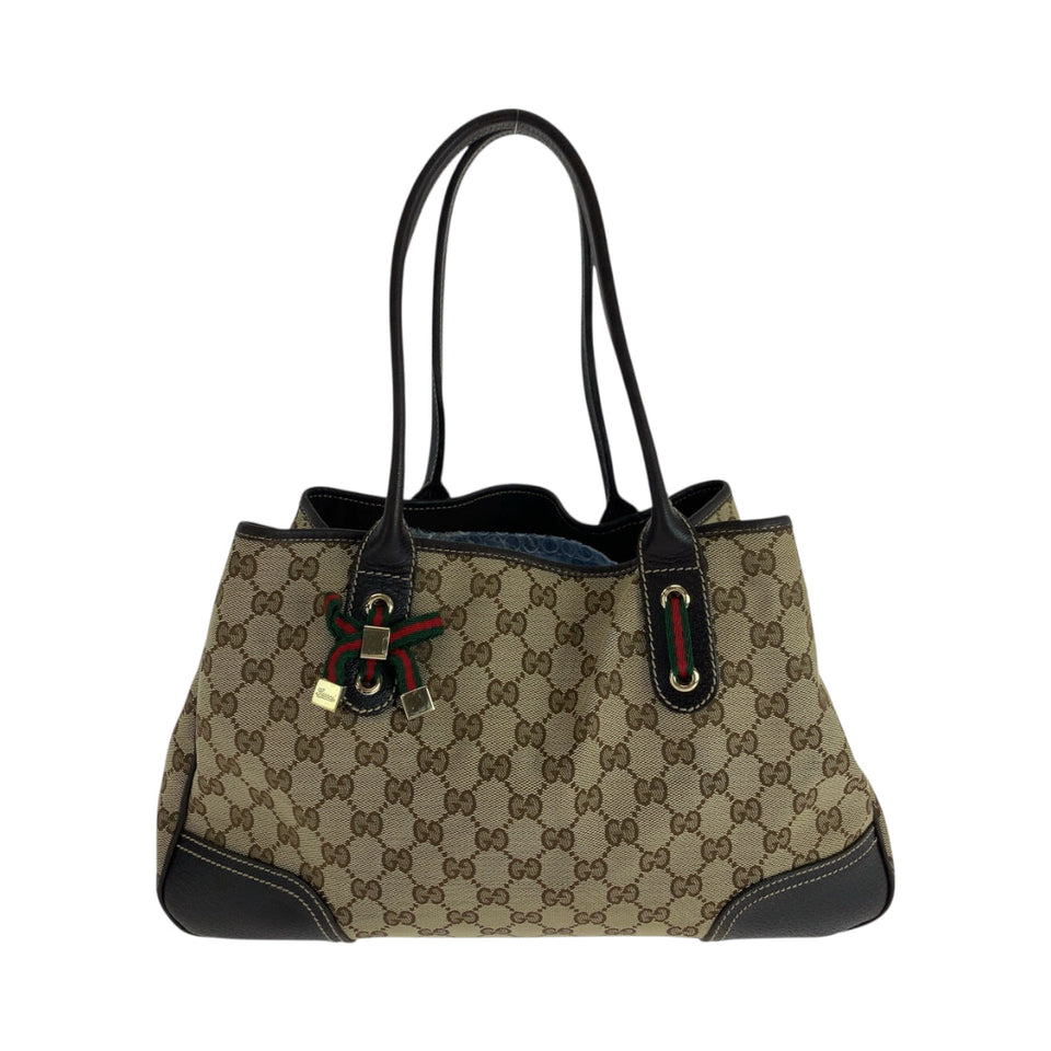 Gucci Tote Bag 163805 GG canvas Beige Brown Gold Metal Tote Bag Shoulder Bag Sherry line Pretty Women