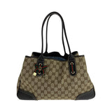 Gucci Tote Bag 163805 GG canvas Beige Brown Gold Metal Tote Bag Shoulder Bag Sherry line Pretty Women