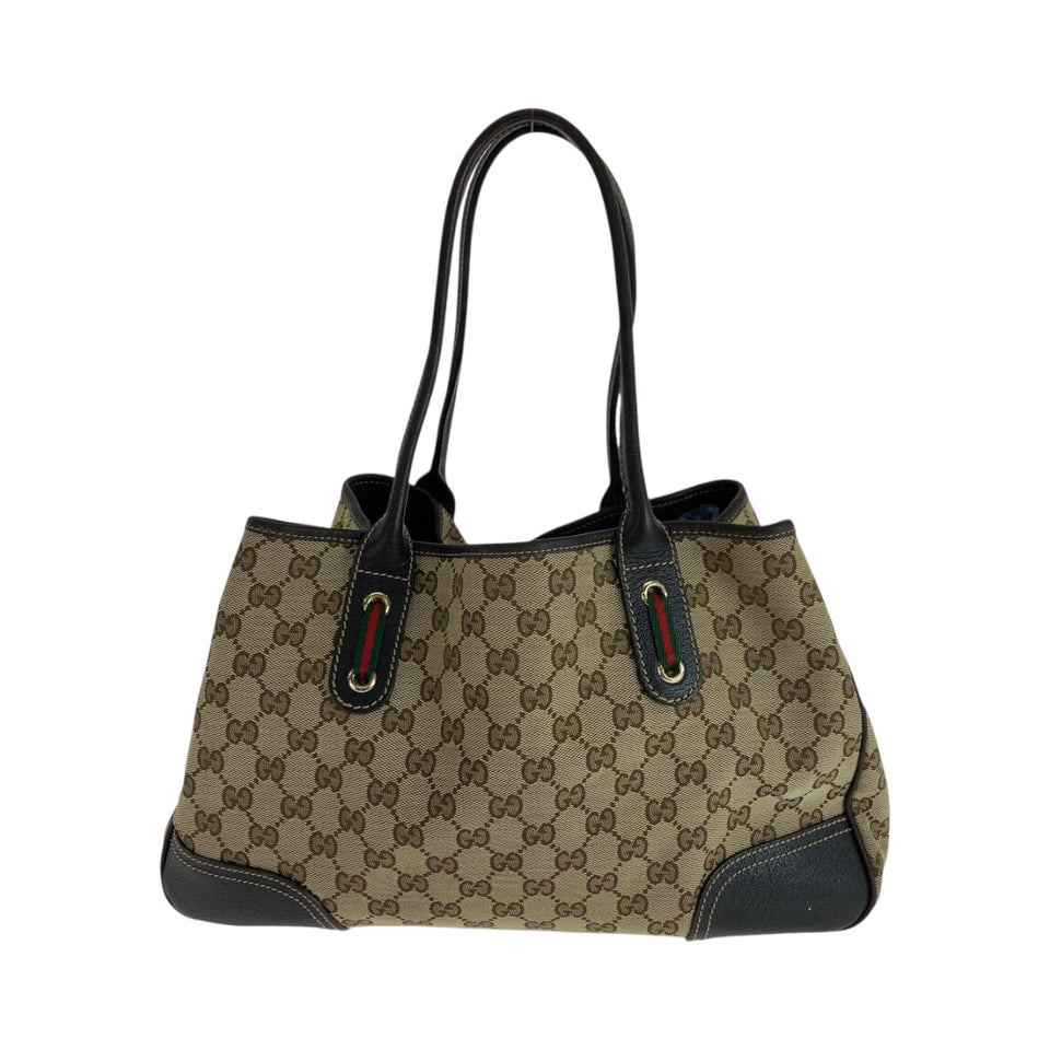 Gucci Tote Bag 163805 GG canvas Beige Brown Gold Metal Tote Bag Shoulder Bag Sherry line Pretty Women