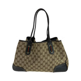 Gucci Tote Bag 163805 GG canvas Beige Brown Gold Metal Tote Bag Shoulder Bag Sherry line Pretty Women